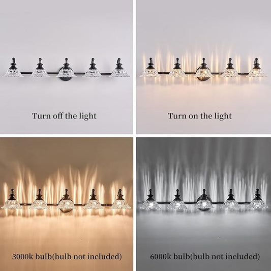 37.4" 5 Light Vanity Light for Bathroom (Exclude G9 Bulb) Black Vanity Lights for Bathroom