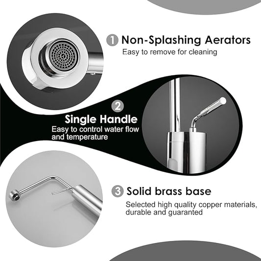 Vessel Sink Faucet Tall Bathroom Faucet Chrome - Solid Brass Bathroom Vanity Sink Faucet One Hole with Water Supply Hoses