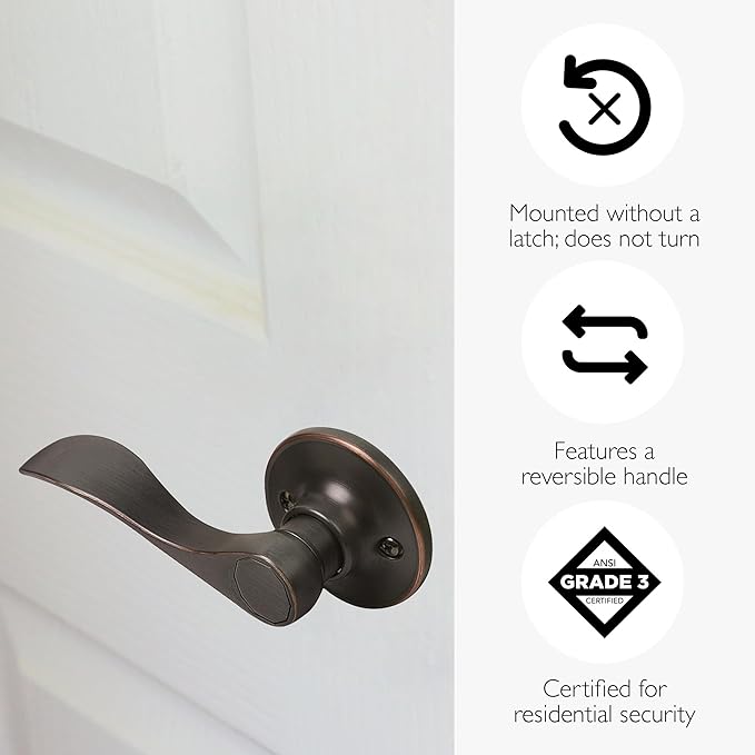 Design House 700617 Springdale Dummy Door Lever, Oil Rubbed Bronze, Decorative , Oil-Rubbed Bronze | Surface, Transitional, Brass, Hardware, 700617