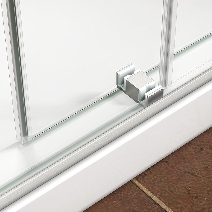 43"-48" W x 76" H Frameless Shower Door,Sliding Shower Door with 5/16"(8MM) SGCC Clear Tempered Glass,Reversible Installation,Nano Explosion-Proof Film,Waterproof Strip,for Bathroom,Brushed Nickel
