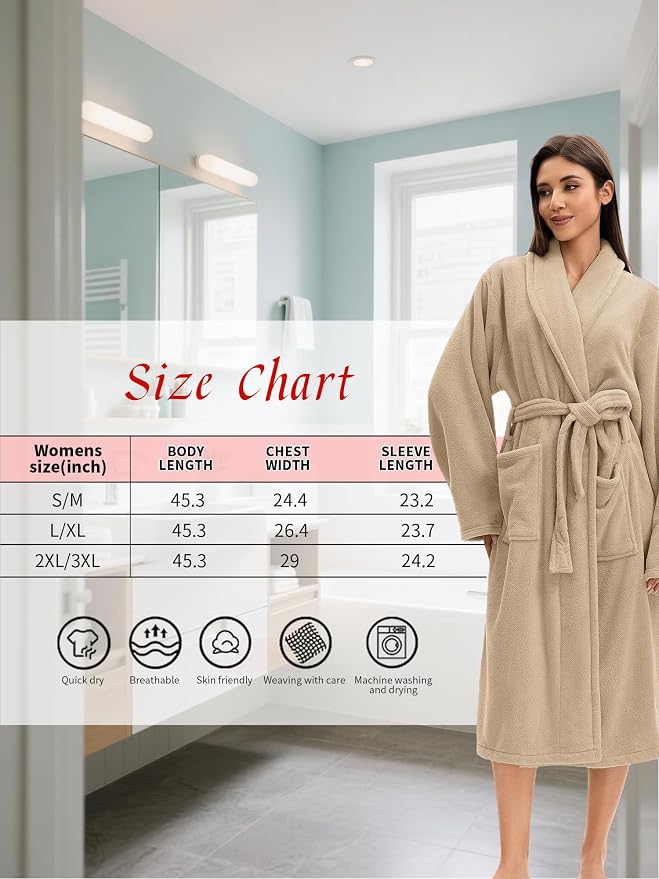 Soft Robe For Women,Warm Plush Bath Robes Female,Spa Towel After Shower Lightweight Long Bathrobe