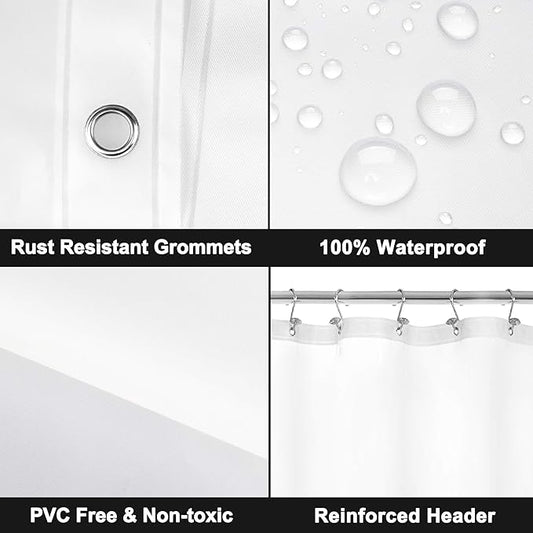 Barossa Design Clawfoot Tub Shower Curtain with 12 Magnets - 36 Metal Hooks Included, 180" W x 70" H Wrap Around, Waterproof PEVA, Metal Grommets - Frosted, 180x70