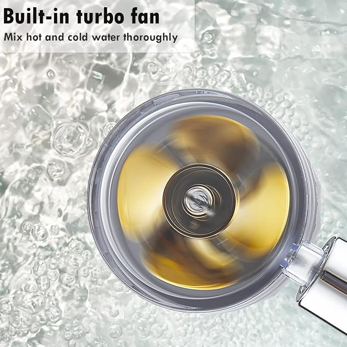 ANTOWER High Pressure Handheld Showerhead with filters Vortex hydro jet Turbo Propeller 360 Degrees Rotating Easy Install(I-Blue) | ON/OFF Switch,With Filters for Hard Water,Turbo Propeller,Reduces Dry Itchy Skin,Built-in Power Wash,360 Degrees Rotating
