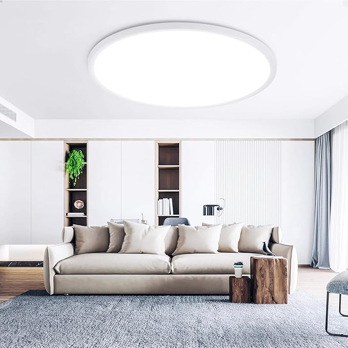 16 Inch Dimmable Ceiling Light Flush Mount 36W Remote Control LED Fixture 3600LM 3000K-6500K Adjustable Round Bright Lamp for Bedroom Kitchen Living Room Dining Bathroom White