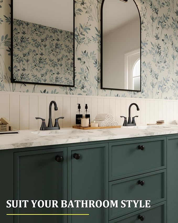 2 Pack Matte Black Bathroom Faucet 3 Hole 4 Inch Bathroom Sink Faucets | Stainless Steel 2 Handle Centerset Faucet for Bathroom Sink Vanity with Pop Up Drain and 4 Supply Hoses by Evolvegoods