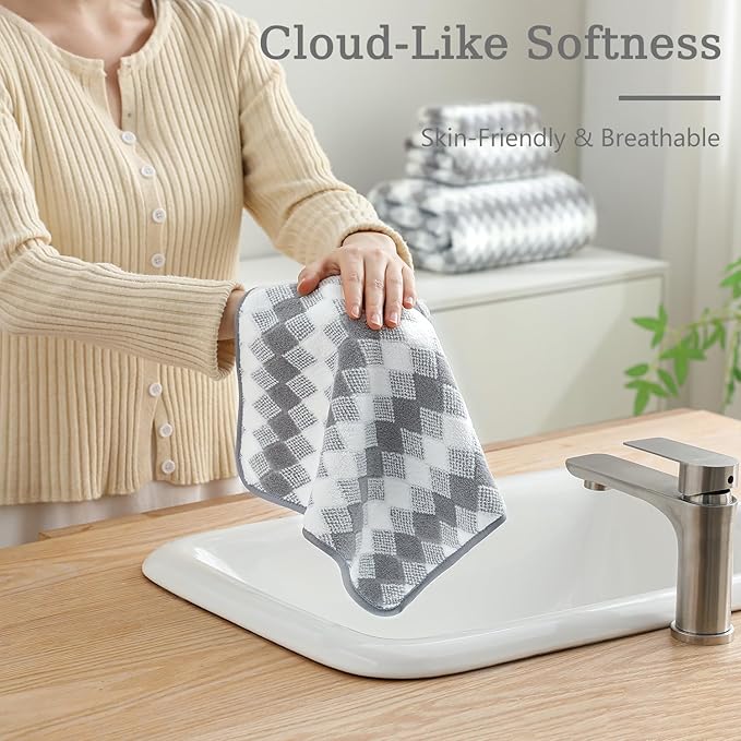 8 Piece Bathroom Towel Set Gray |2 Oversized Large Bath Towels Sheet,2 Hand Towels and 4 Washcloths| 600GSM Ultra Soft Luxury Premium Towel Set Highly Absorbent Quick Dry Hotel Towel Collection