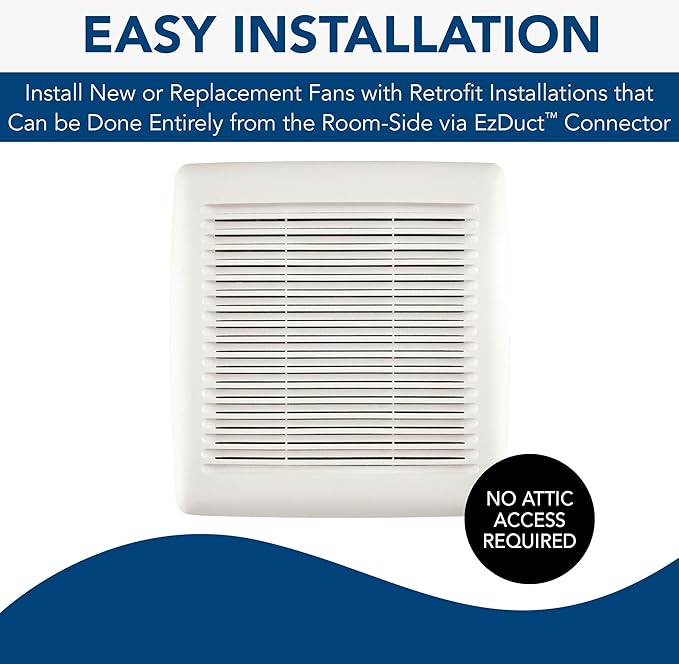Broan-NuTone A80 Ventilation Fan with Roomside Installation, 80 CFM, 2.0 Sones White