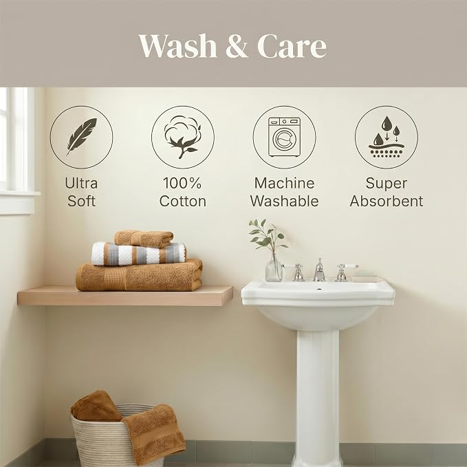 Modern Threads Pax 6-Piece Reversible Yarn Dyed Jacquard Towel Set - Bath Towels, Hand Towels, & Washcloths - Super Absorbent & Quick Dry - 100% Combed Cotton, Mustard