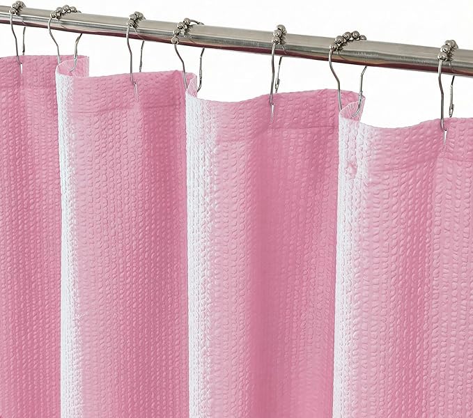 Small Stall Shower Curtain - Embossed Textured Bathroom Curtain, 36 x 72 Shower Curtain for RV Camper, Machine Washable Water Resistance, Hot Pink