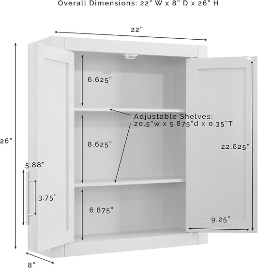 Crosley Furniture Savannah Wall Mounted Bathroom Storage Medicine Cabinet with Shelves, Navy