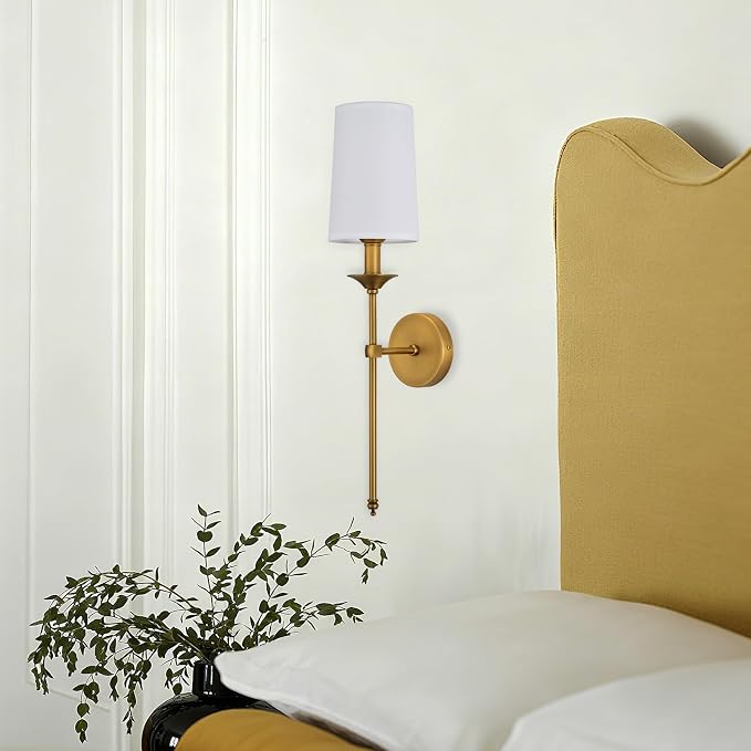 PASSICA DECOR Wall Sconce Set of 2 Hardwired Vintage Antique Brass Sconce Candle Wall Light for Bedroom Living Room Vanity Farmhouse Bathroom Hallway