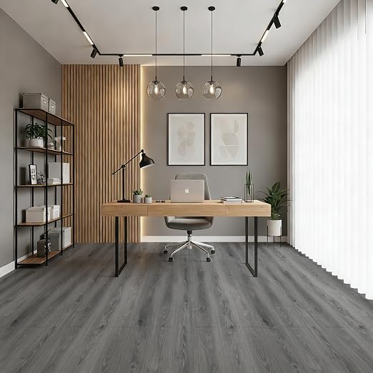 Art3d 15 Sq.ft Peel and Stick Floor Tiles, 10Pcs Luxury Vinyl Plank Flooring Wood Look, 36" × 6" Adhesive and Waterproof Tile Sticker for Bedroom, Living Room, Kitchen, Gray