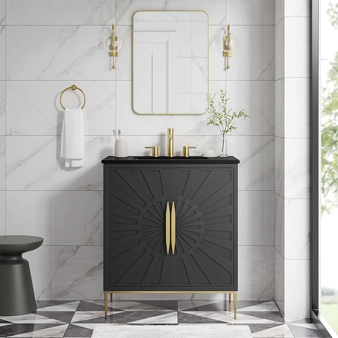 Modway Awaken Bathroom Vanity Cabinet, 30", Black Black