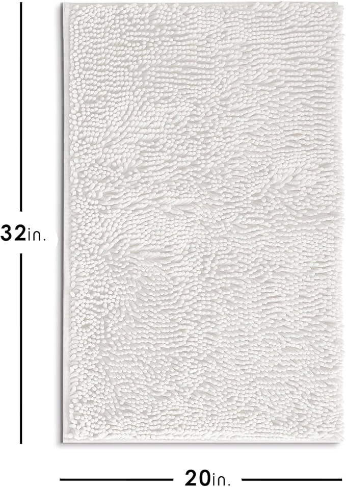 Hearth & Harbor Bathroom Rugs, Chenille Bath Mat - Machine Washable Bath Mats for Bathroom Non-Slip Backing Rubber, Quick Dry Bathroom Mat