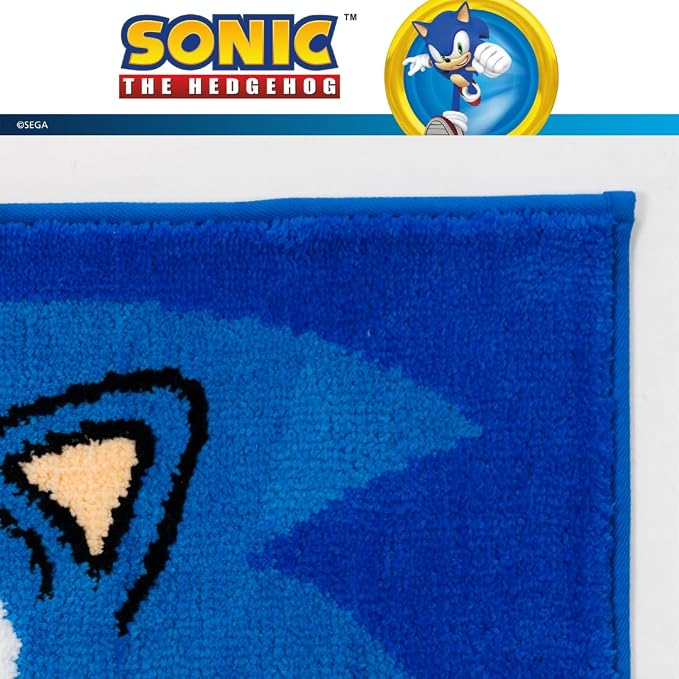 Sega Sonic The Hedgehog Gamer Kids Non Slip Poly Knit Plush Bathroom Mat Rug (Officially Licensed Product) By Franco