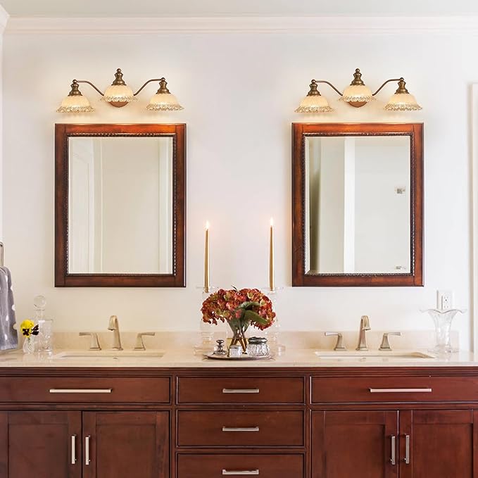 Brass 3 Light Vanity Light Vintage Bathroom Vanity Light Fixture