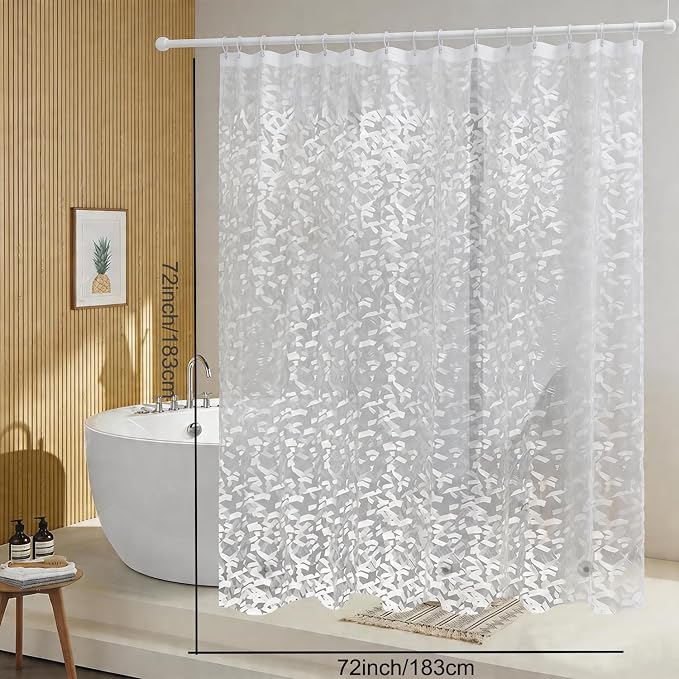 TIKABC Shower Curtain Liner, 4G PEVA Shower Liner, Plastic Peva Waterproof Shower Curtains, 72x72 inch with Grommet Holes 3 Magnetic Weights