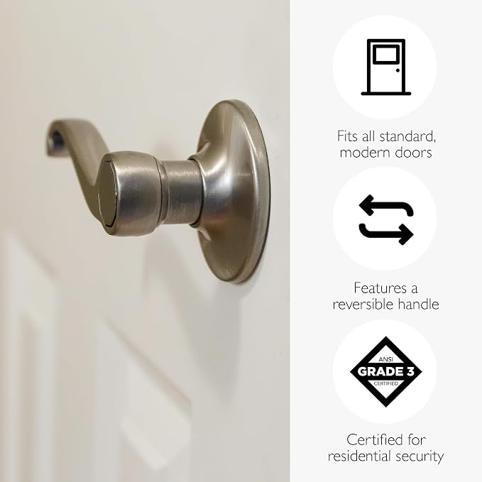 Design House Scroll Passage Door Lever, Satin Nickel | Surface, Transitional, Brass, Hardware, 781831
