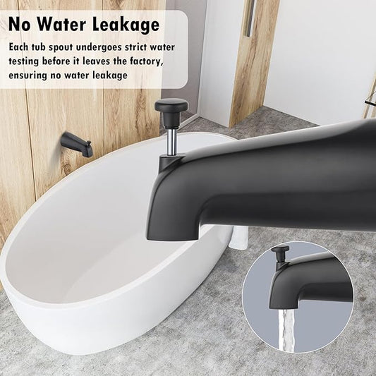 Slip-on Tub Spout with Diverter, Compatible with 1/2 Inch Copper Tube Fit, Bathroom Bathtub Spout 1-Pack (Matte Black)