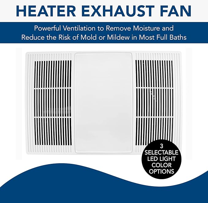 Broan-NuTone PowerHeat Bathroom Exhaust Fan, Heater, and LED Light Combination (80 CFM) and (110 CFM)