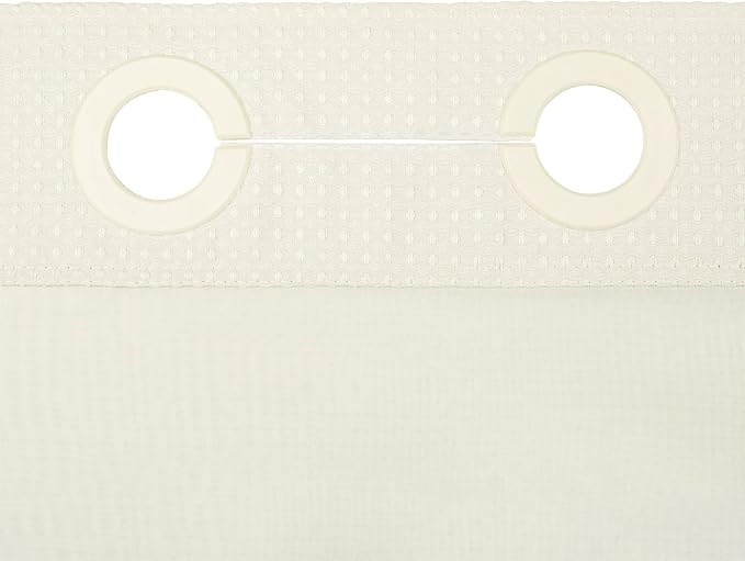 RiverDream Heavyweight Waffle No Hook Shower Curtain with Liner,Cream,71x74 | Dotted Waffle,Snap-in Liner,Heavy Duty,Quick Dry,Mesh Top Window,With Bottom Magnets,Hotel-Grade,Washable,Standard Size