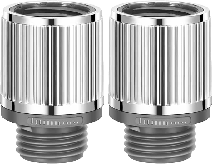 MAAYAYA 2-Pack Shower Flow Control Valve, Rotating Body, Chrome | MAAYAYA 2-pack chrome valves; rotate body to adjust flow; screw-mount; fits handheld showers & bidet sprayers; leak-free