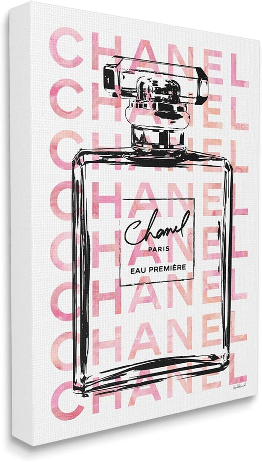 'Glam Perfume Bottle Brand Text'| Canvas Art | Stupell Industries | 36 x 48 Inches, Easy to Hang and Sturdy, Made in USA, by Amanda Greenwood