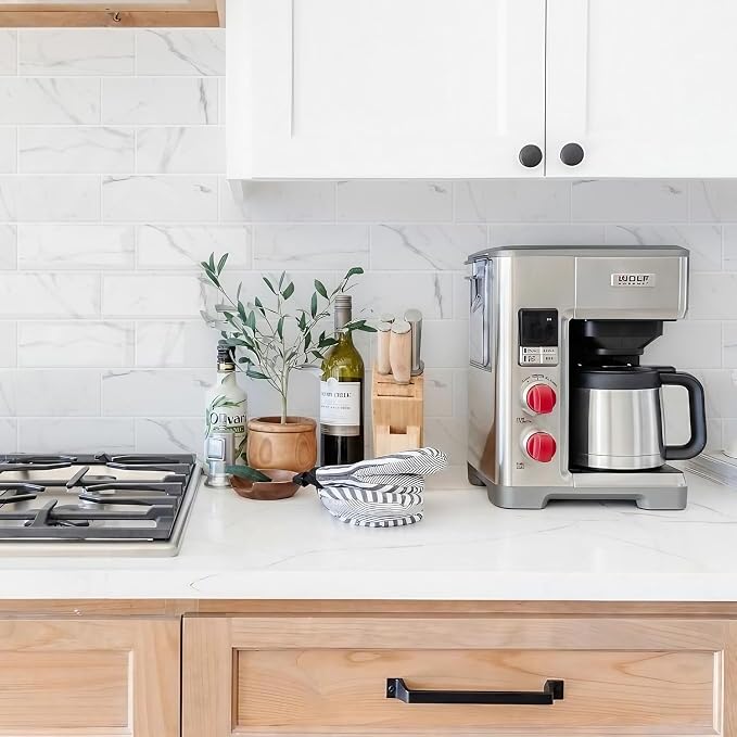 STICKGOO 10-Sheet Subway Peel and Stick Backsplash Tiles Carrara White | Waterproof 3D PVC wall tiles with strong adhesive, extra thick for kitchen backsplash and bathroom walls
