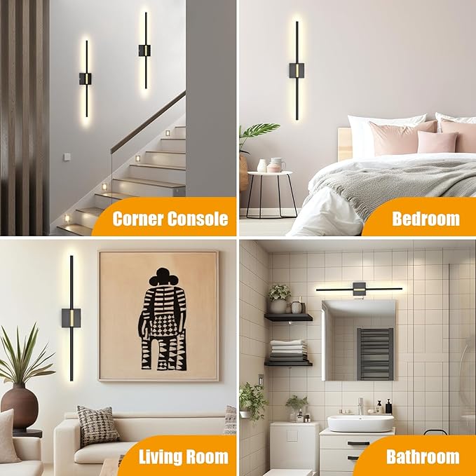 Battery Operated Wall Sconces Set of 2 Rechargeable LED Wall Lights, Dimmable 3000K-6500K, Battery Sconces Wall Decor for Bedroom Living Room Hallwayated Wall Sconce (2 Pack)