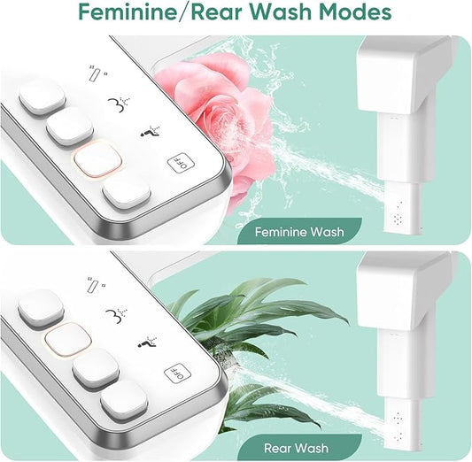 Bidet Attachment for Toilet, Non-Electric Cold Water Bidet Toilet Seat Attachment with Pressure Controls, Self-Cleaning, for Frontal & Rear Wash, White