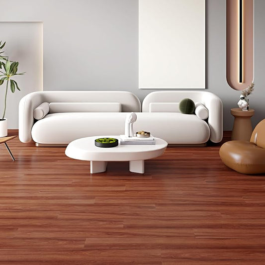 Hilarious Peel and Stick Vinyl Floor Tiles, Red Mahogany Wood 36 PCS 54 Sq.Ft Waterproof Stick On Flooring Self Adhesive Vinyl Flooring Stick on Tiles Vinyl Plank DIY for Bathroom Kitchen Living Room