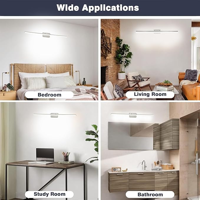 36in Modern Bathroom Led Vanity Light, Dimmable 5CCT Lighting Bar, Over Mirror Rotatable Vanity Lighting Fixture, Adjustable Brushed Nickel Vanity Light for Bathroom Bedroom