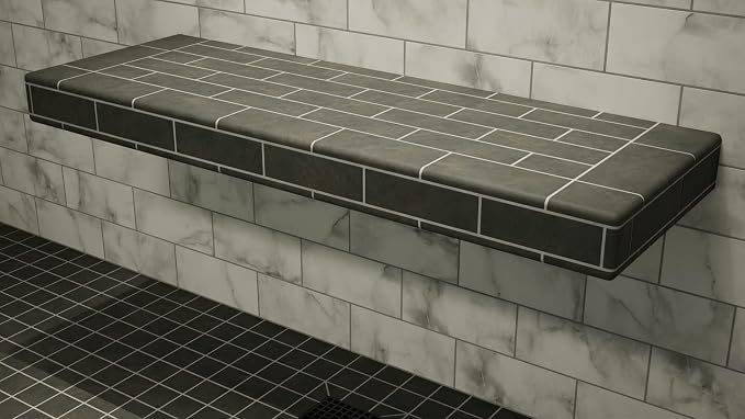 The Original Granite Bracket Floating Shower Bench Kit with Concrete Mesh Foam Board (12x72) Shower Bench,Bench Seat, DIY Shower Benches,Bathroom Décor, Space Efficiency,1 Count