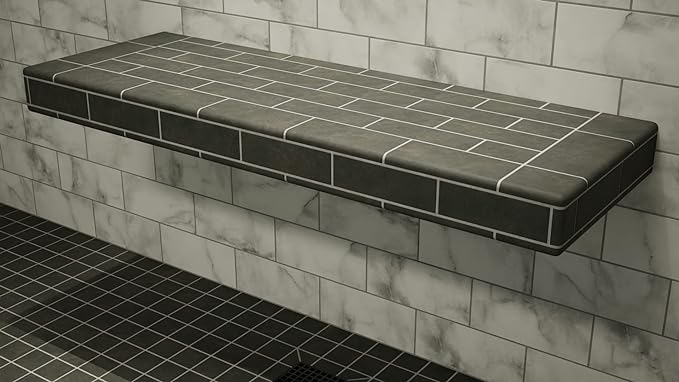 The Original Granite Bracket Floating Shower Bench Kit with Concrete Mesh Board (14x24) Shower Bench,Bench Seat, DIY Shower Benches,Bathroom Décor, Space Efficiency,1 Count