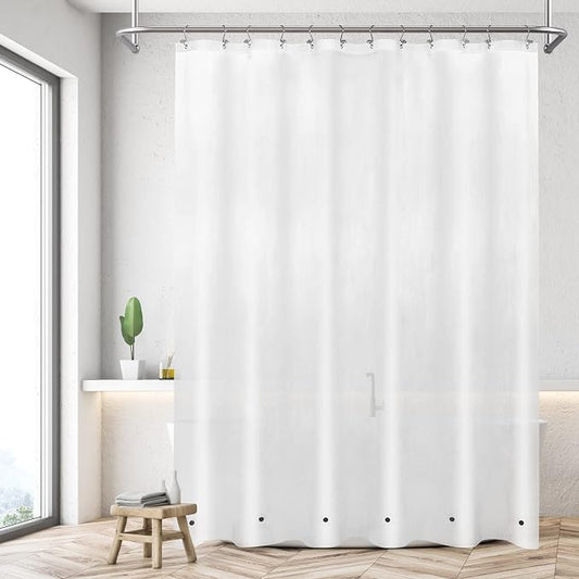 Long Shower Curtain Liner with 6 Magnets 72 x 80 inch, Frost | Thick PEVA Heavy Duty,12 Rustproof Grommets, Waterproof Frosted Shower Curtain Plastic 72x80 for Bathroom Long Size