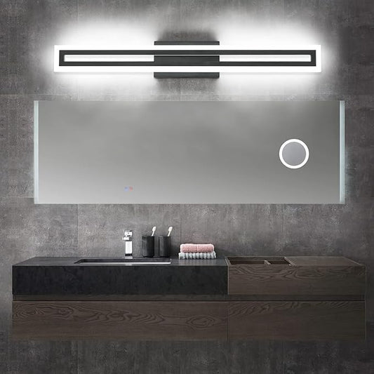 SOLFART Bathroom Vanity Light Fixtures Vanity Lights for Mirror Bathroom Lighting Black Led Light 6000K