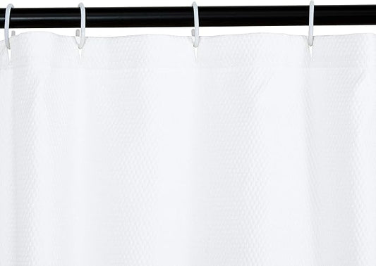 Amazon Basics Lightweight Super Soft Easy Care Microfiber Waffle Texture Shower Curtain , 72" x 72", White