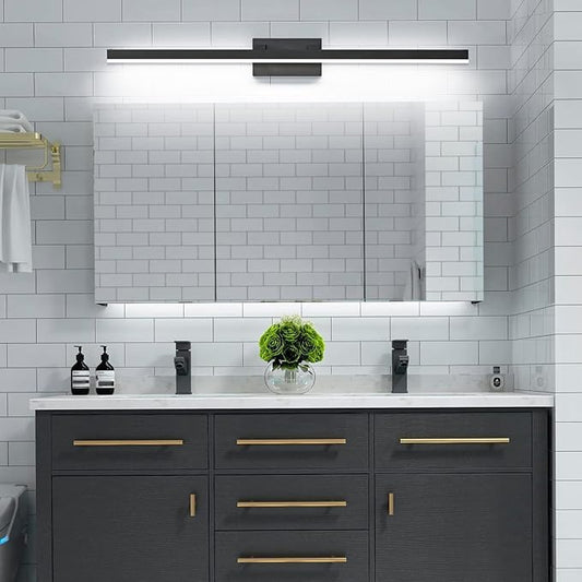 PRESDE Bathroom Light Fixtures Dimmable 40in Black LED Vanity Light for Bathroom Wall Lighting Fixtures Over Mirror(Cold White 6000K)