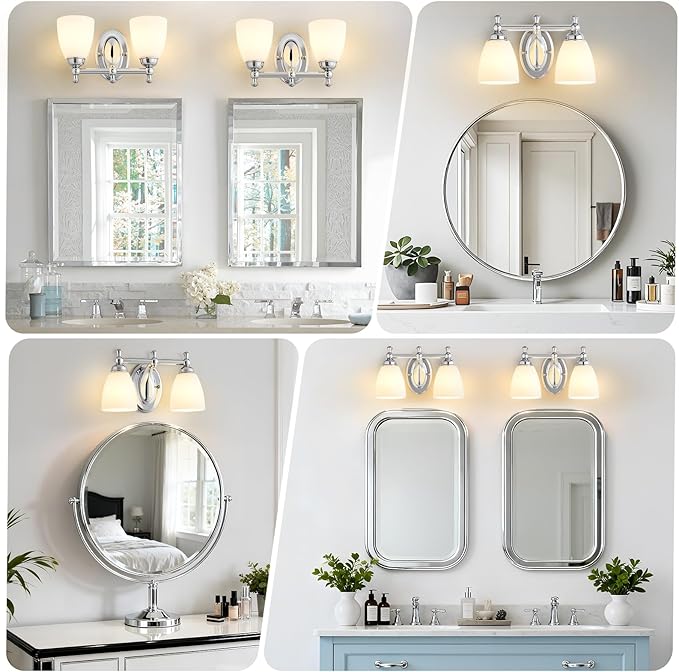 Bathroom Vanity Lights Over Mirror, 2 Light Bath Vanity Light Modern Chrome Bathroom Lighting Vanity Light Vintage Style for Living Room Cabinet Bedroom Restroom