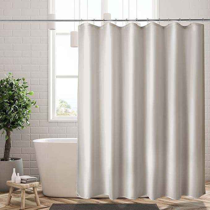 Titanker Fabric Shower Curtain Liner Washable, 70 x 72 Inches, Khaki Shower Liner Fabric with 2 Magnets, Waterproof Bathroom Shower Liner Soft Lightweight Polyester, Khaki