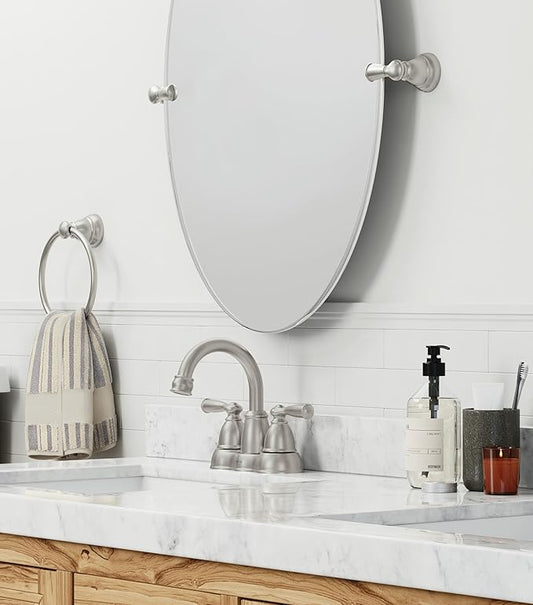 Moen Weylon 84790SRN Spot‑Resist™ Brushed Nickel Two‑Handle High‑Arc Bathroom Faucet – 4″ Centerset, ADA‑Compliant, WaterSense Certified