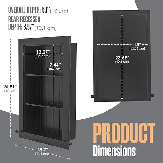 Houseables Recessed Medicine Cabinet, Recessed Wall Niche, In Wall Medicine Cabinet, Bathroom Niche, Insert for Drywall, Between Studs Shelf Replacement, Without No Mirror, Recess, Wood, 14x24 (17x27)