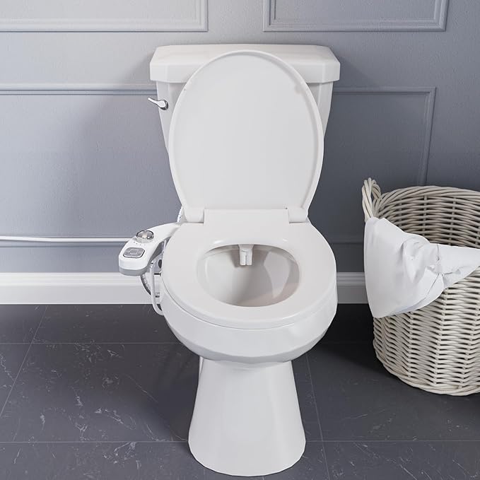 Hot and Cold Bidet, Warm Water Bidet Attachment for Toliet, Non-Electric Warm Bidet with Adjustable Water Pressure, Dual nozzle Rear and Feminine Wash - Self cleaning (Silver)