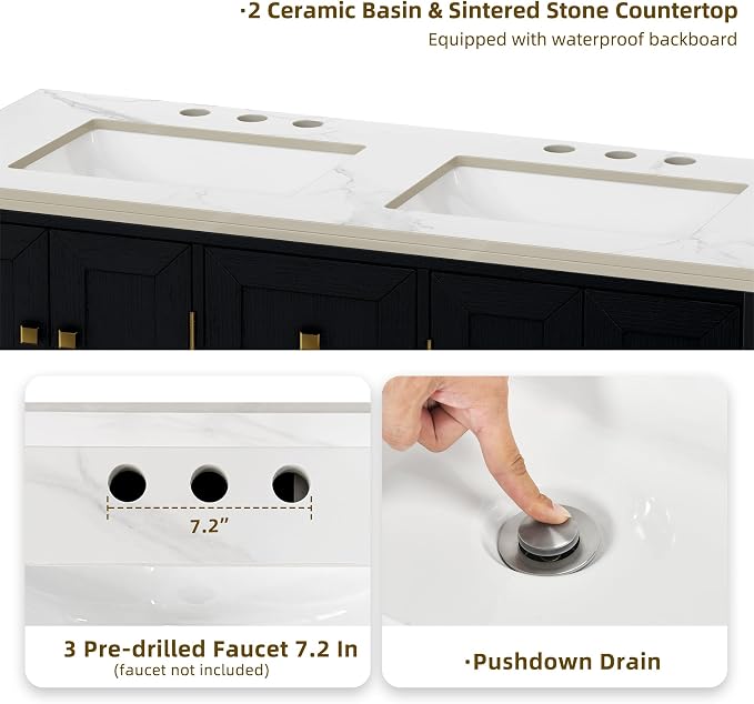 DWVO 47 Inch Bathroom Vanity with Double Sink | Bathroom Storage Cabinet