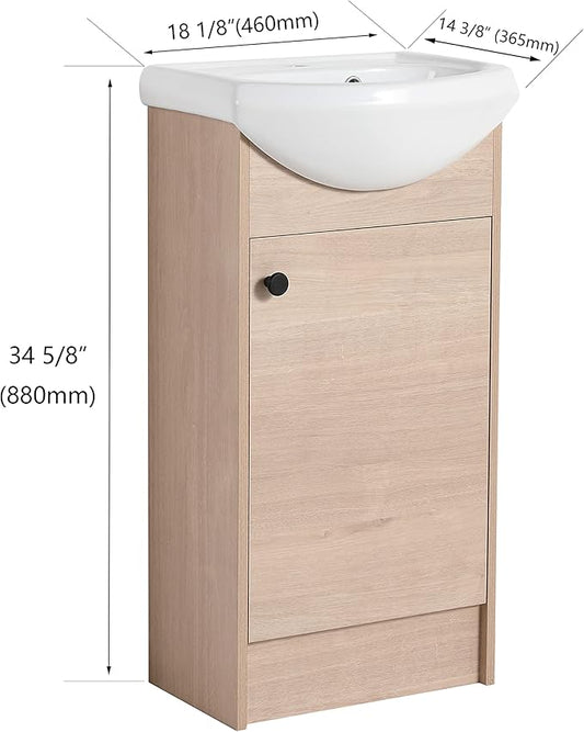 22" Floating Bathroom Vanity with Sink, 22 Inch Wall Mounted for Small Bathrooms, Soft-Close Door Cabinet with White Ceramic Basin & Waterproof Plywood, Modern Space Saving Vanity, White