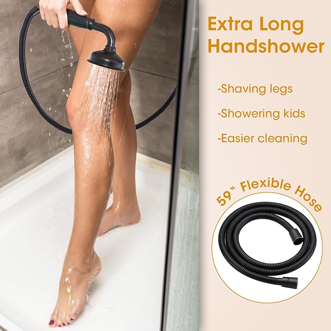 Antique Rain Shower Head with Handheld Spray, Oil Rubbed Bronze Rain Shower System with Rough-in Balance Pressure Valve, 9 inch Bathroom Luxury Rain Fall Shower Head Wall Mount Round, (B2312-ORB)