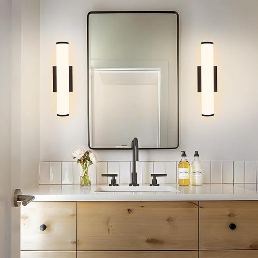 16in Modern Wall Sconces, Dimmable Bathroom Vanity Lights, 3000K Warm White LED Indoor Sconces Lighting for Bathroom, Stairs, Living Room, Bedroom. Hardwired.
