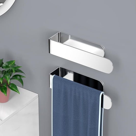 HUFEEOH Hand Towel Bar Set, 2 Pack, Polished Silver Towel Holders, U-Shaped | Stainless Steel Adhesive Bath Organizer, Space Saver, Washcloth Storage in Bathrooms, Hotels, RVs, and Laundry Rooms