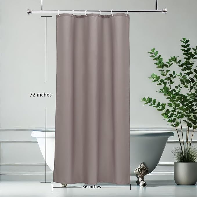 AooHome Stall Size 36x72 Inch Shower Curtain Liner, Half Size Solid Shower Curtain with Hooks, Weighted Hem, Waterproof, Chocolate