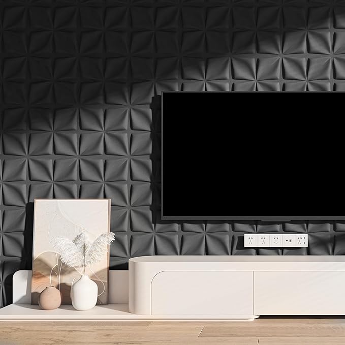Art3d 20 Pack Decorative 3D Wall Panels, 19 Sq.Feet PVC Interior Wall Décor, 11.8"x11.8", Black